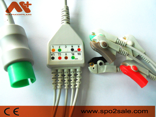 Direkt-schließen das kompatible 5 Führungs-Clip Spacelabs ECG-Kabel an