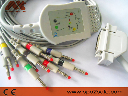 Kompatibles Hellige Direkt-schließen EKG Kabel für Cardiosys, EK36, EK403, EK41, EK413, EK43, EK512, EK53 an