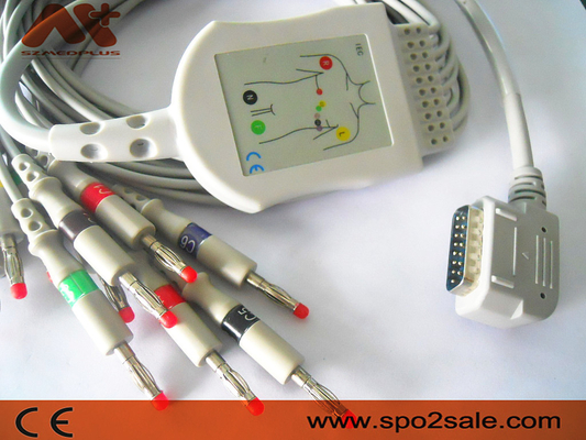 Kompatibles Kenz Direkt-schließen EKG Kabel - K131 für Kanz 108, 109, 110, 1210, 1211, 601, Cardico 302 an