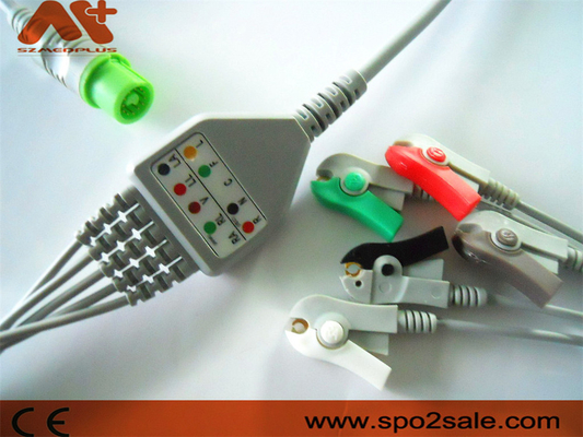 Direkt-schließen das kompatible 5 Führungs-Clip Fukudas Denshi ECG-Kabel für Dynascope DS-5100, DS-5100E, DS-5300W, DS-5400, DS-7001 an