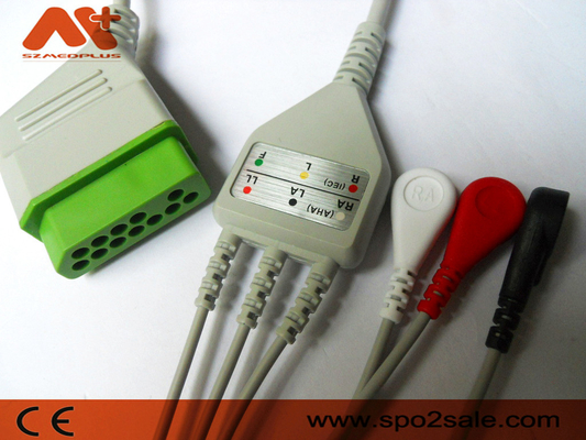 3 Kabel Nihon direkter Kohden schließen der Führungs-ECG an